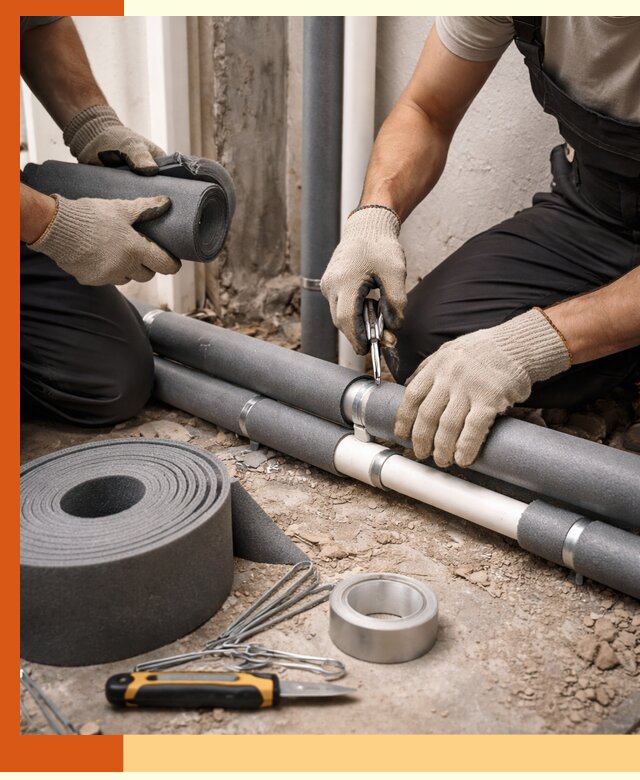 Утепление труб водоснабжения в Мариинске — монтаж и защита сети