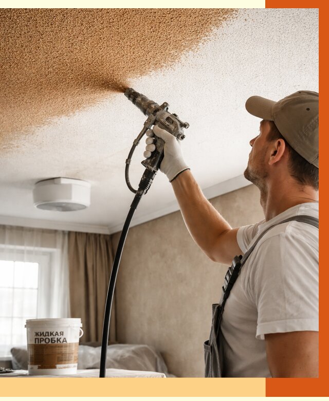 Утепление потолка жидкой пробкой в Мариинске от 3569 руб. | ТепломастерМрн